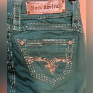 Rock Revival LIZ Skinny Jeans Women's 26 Stretch Denim Low Rise Aqua Green